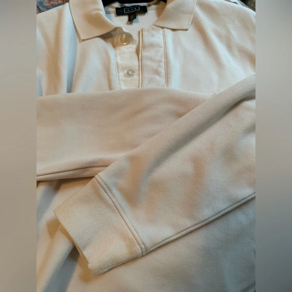 AYR Soft Cream Long Sleeve Sweater Polo - Picture 4 of 5